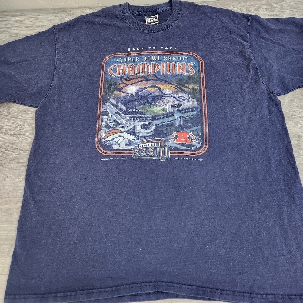 Pro Player Blue Broncos Championship‎ Shirt XXL Vintage Y2K Super Bowl XXXIII